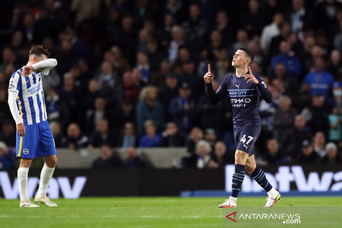 Foden sumbang 2 gol, Manchester City hajar Brighton 4-1