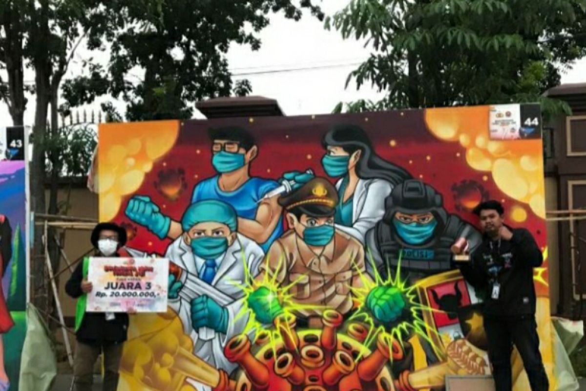 Dua seniman Cilacap juara III Bhayangkara Mural Festival