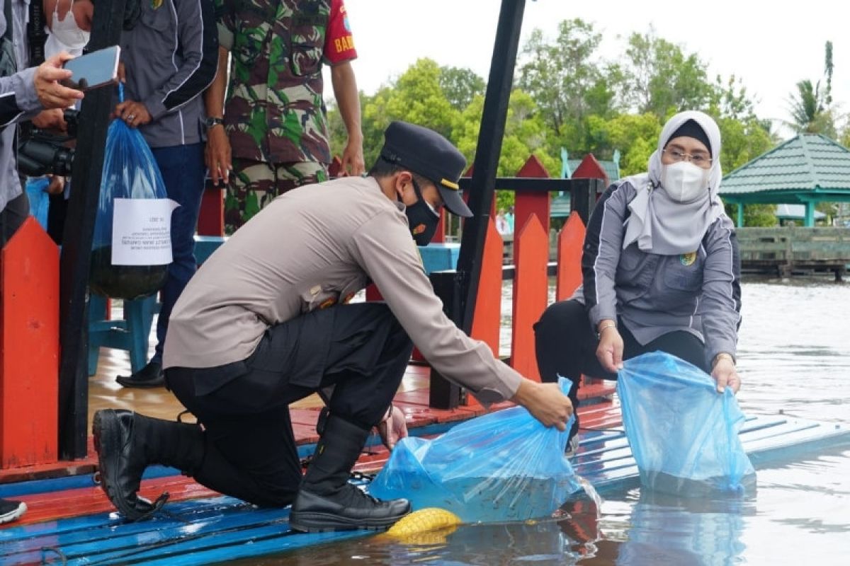 Dinas Perikanan Palangka Raya tebar 50.000 bibit ikan di dua danau