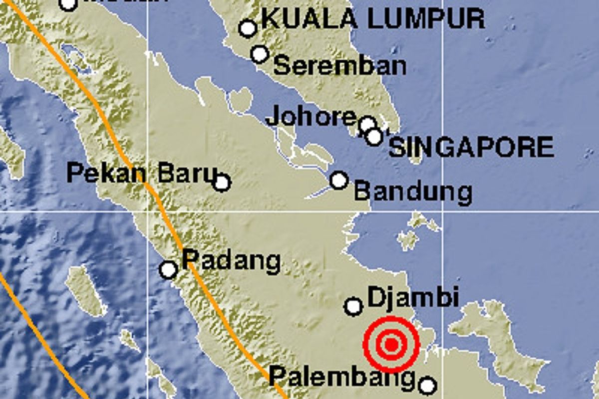 Gempa bumi guncang timur laut Musi Banyuasin