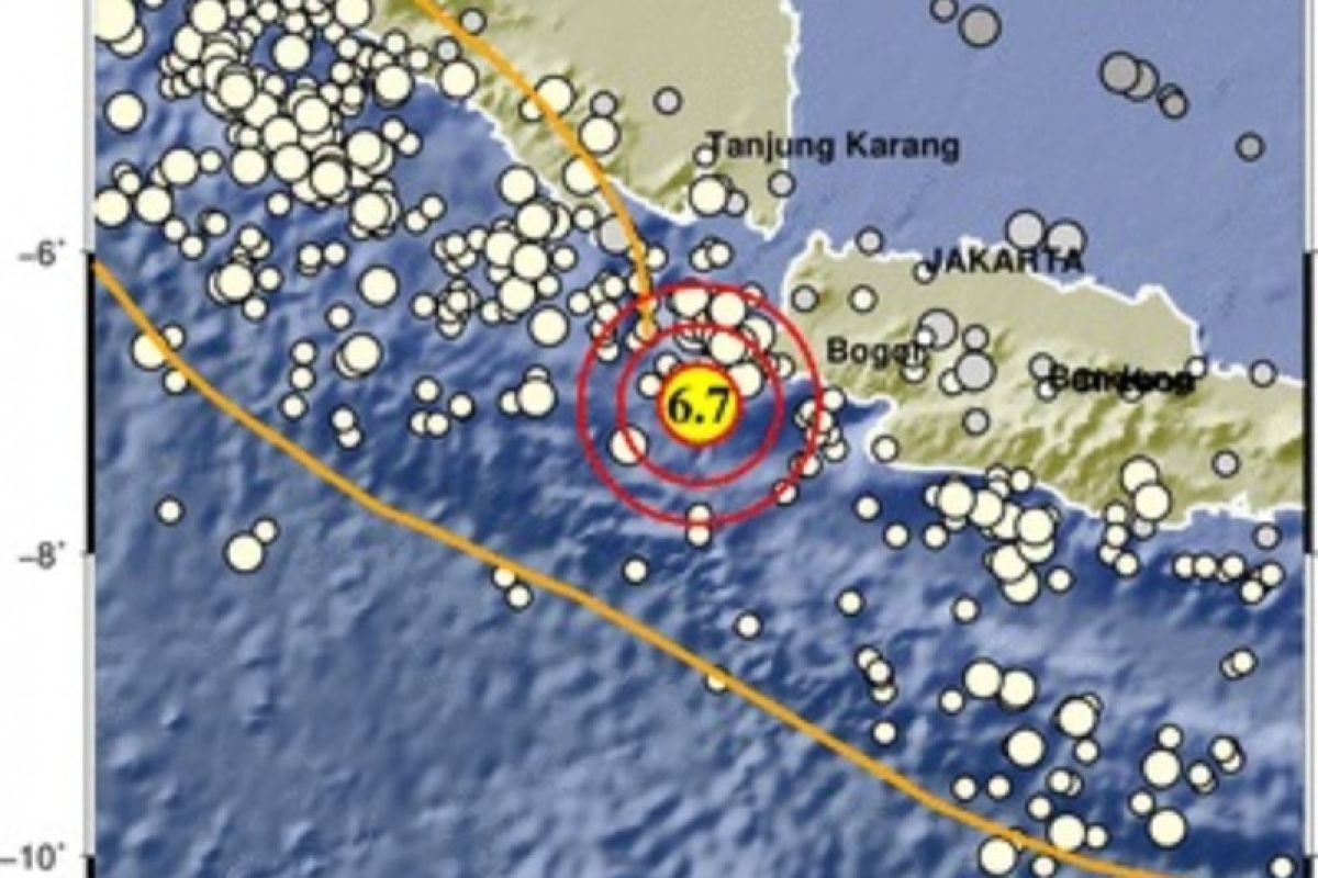 Gempa magnitudo 6,7 di Banten terasa sampai Jakarta dan sekitarnya