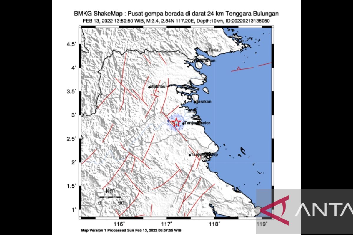 Gempa Berkekuatan 3,4 Magnitudo Guncang Bulungan