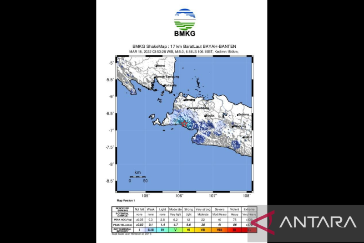 Banten diguncang gempa magnitudo 5,1 terasa hingga Jakarta