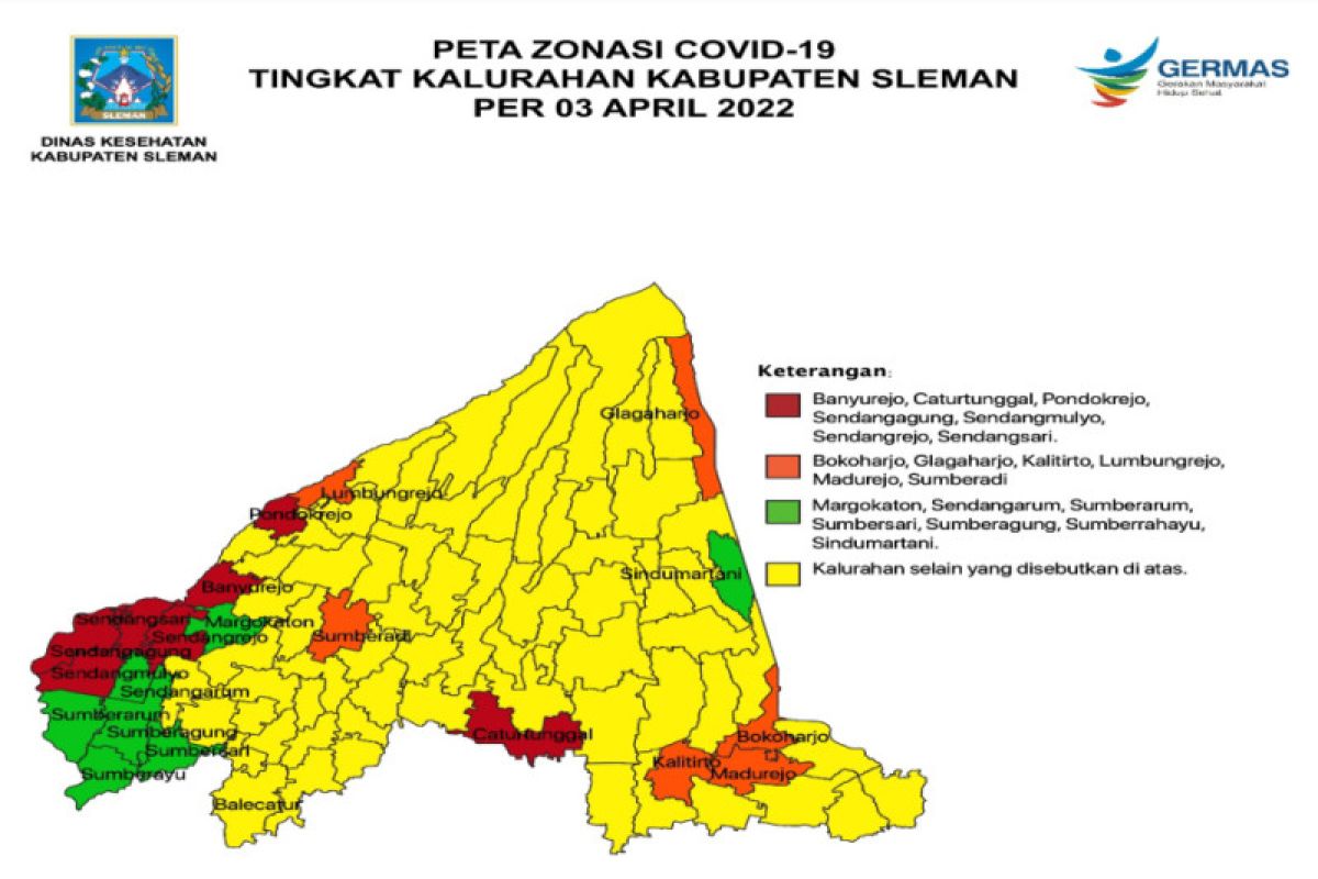 Zona kuning penyebaran COVID-19 mendominasi di Sleman