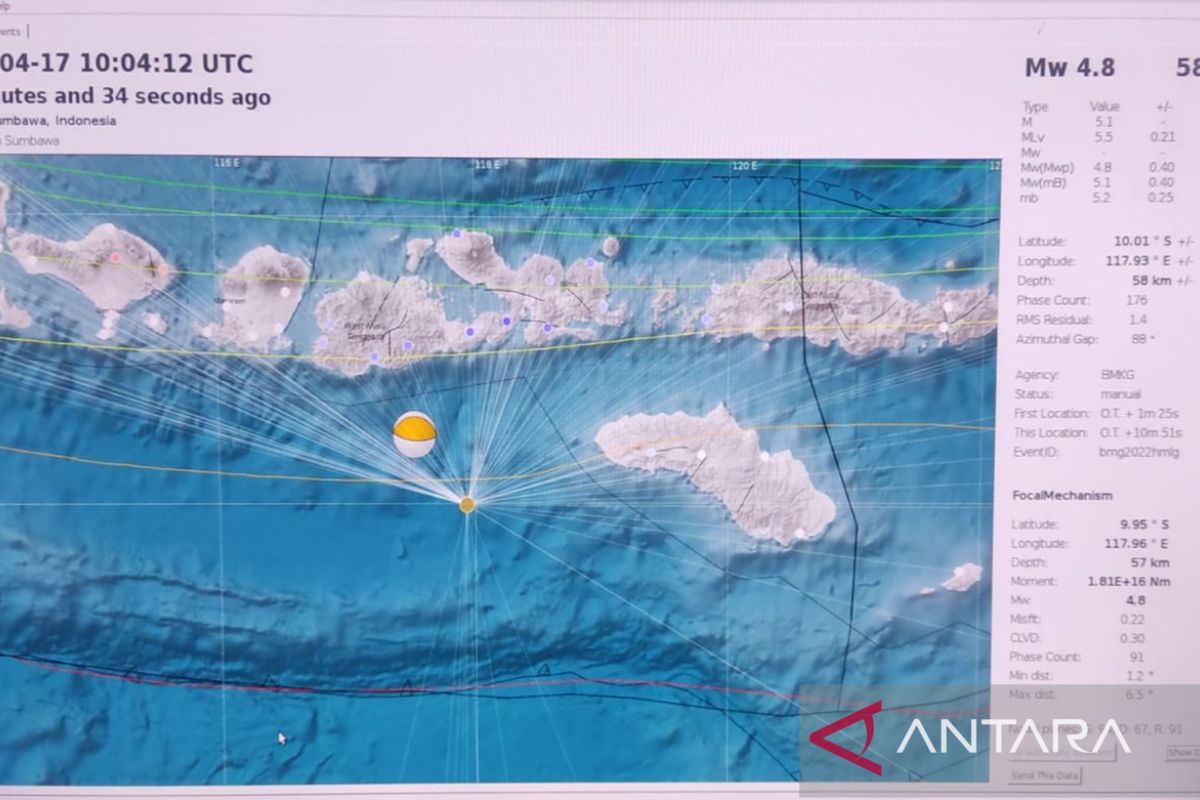 Kota Bima NTB diguncang gempa