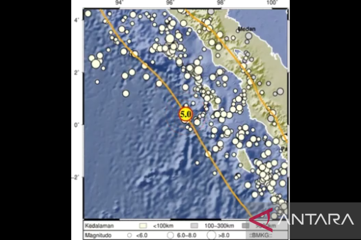 Gempa M 5,2 guncang Nias Utara