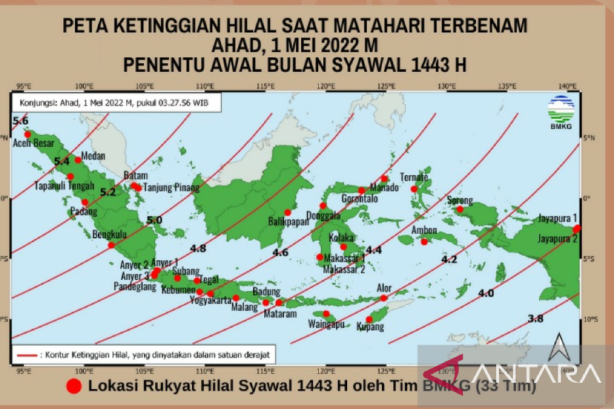 BMKG amati hilal Syawal 1443 H pada 1 Mei