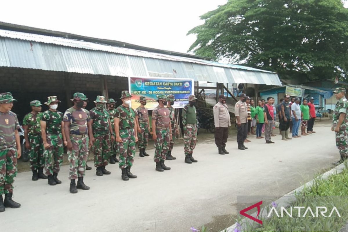 Kodim Biak Numfor gelar kerja bakti jelang HUT Kodam XVII/Cenderawasih