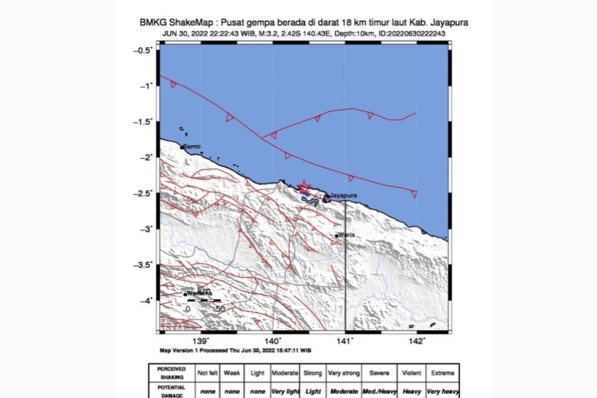 Gempa magnitudo 6,0 guncang Mamberamo