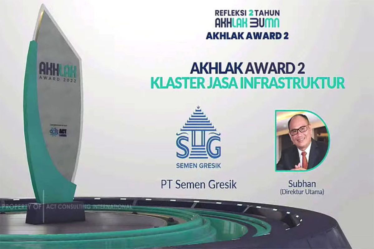 Semen Gresik sabet AKHLAK Award 2022 Klaster Jasa Infrastruktur