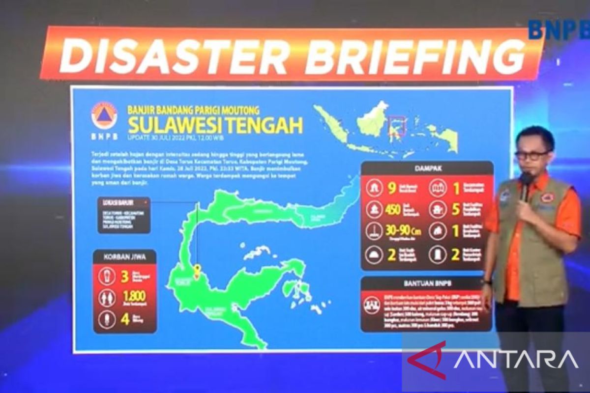 Banjir bandang di Parigi Moutong Sulteng  ketinggian air capai 150 cm