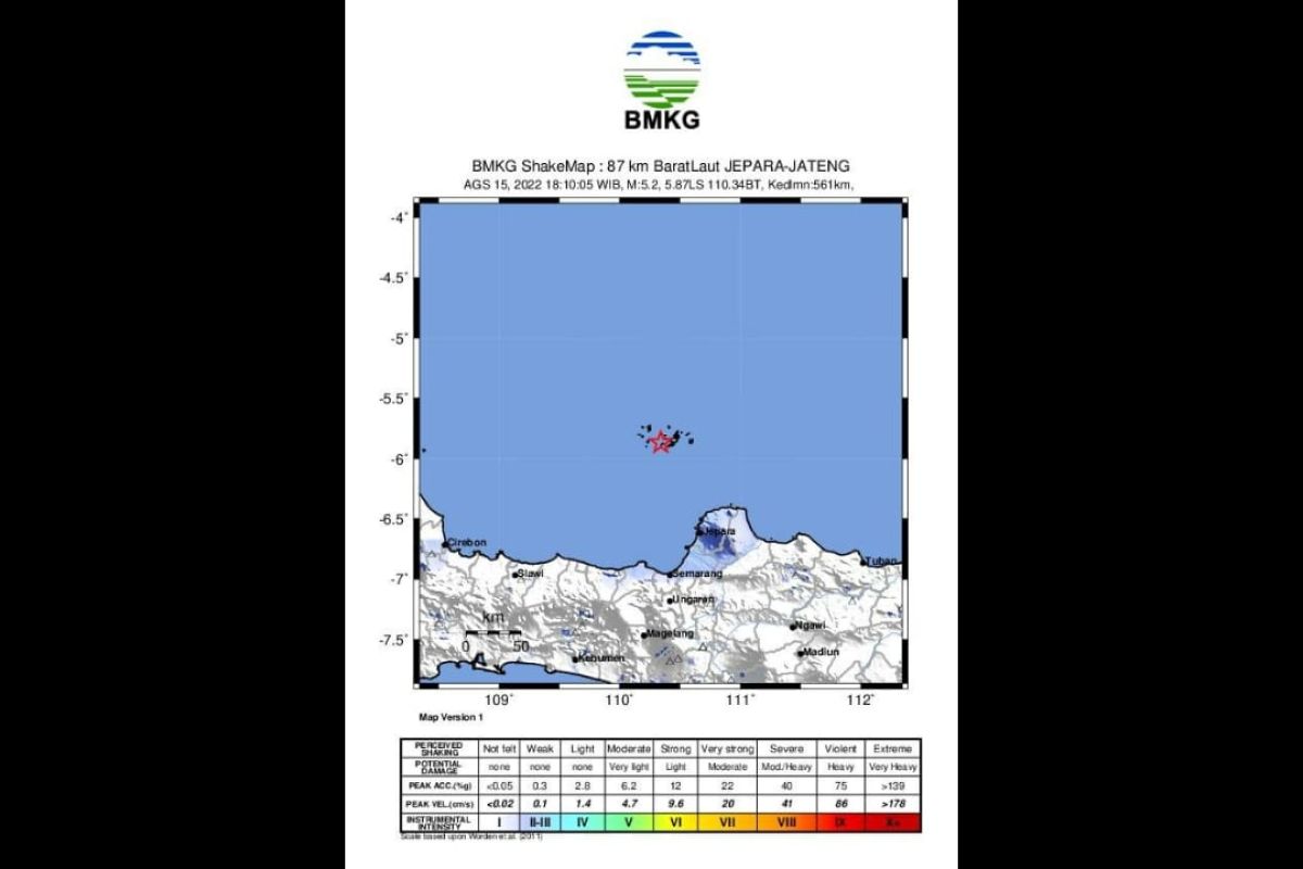 Utara Jateng dilanda gempa, dirasakan di Karimun Jawa hingga Jepara