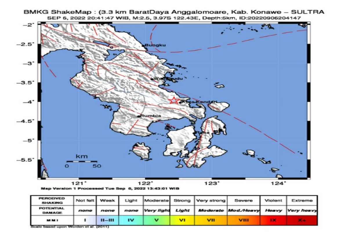 Anggalomoare Konawe Sultra diguncang gempa