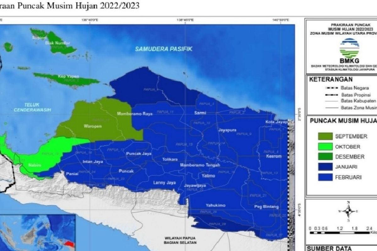 BMKG prakirakan puncak musim hujan Papua awal tahun 2023