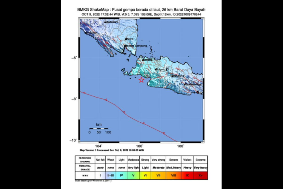 Gempa di perairan selatan Banten akibat aktivitas sesar aktif di sekitar lokasi pusat gempa