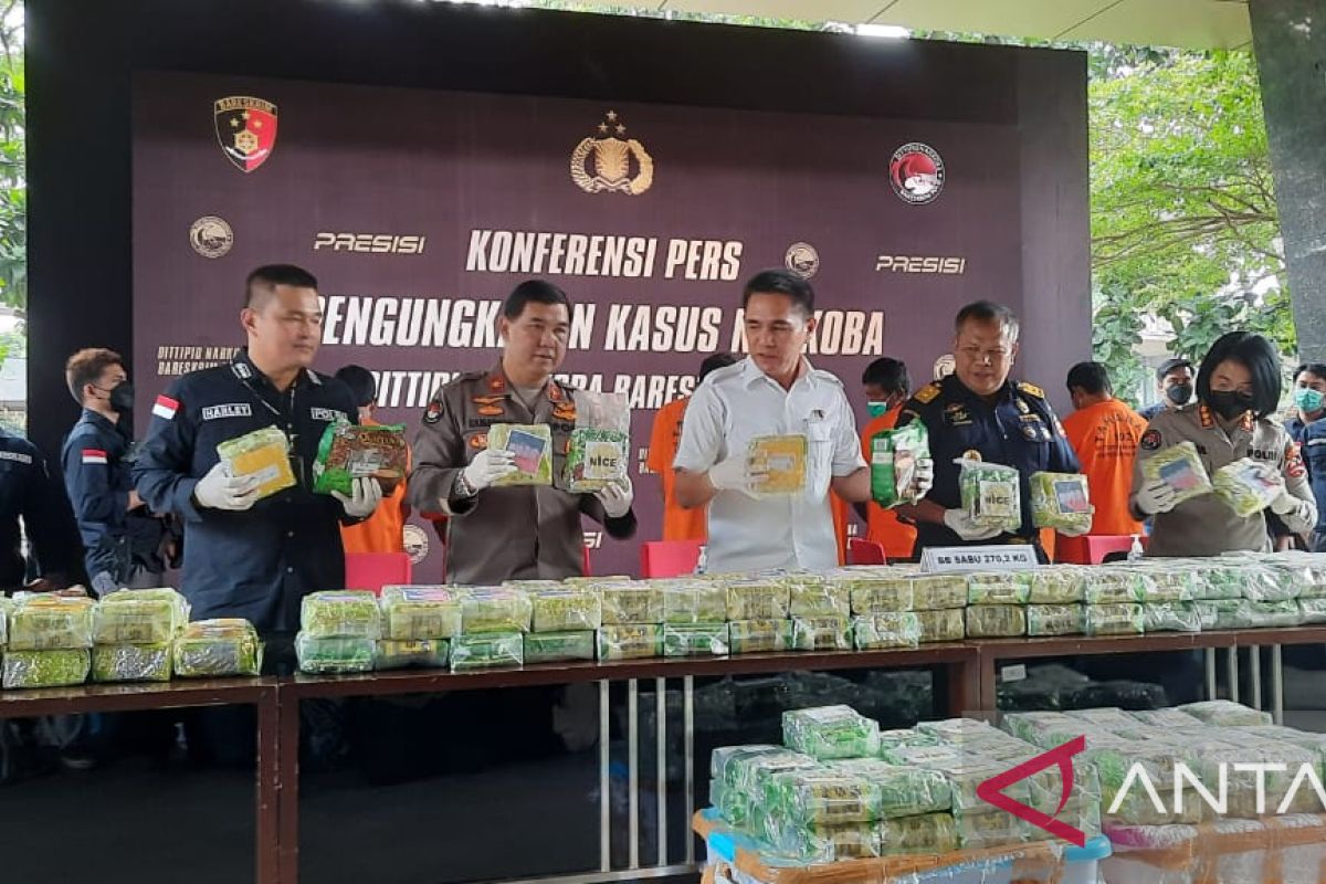 Polisi gagalkan peredaran 270,28 kg sabu dalam kemasan teh hijau