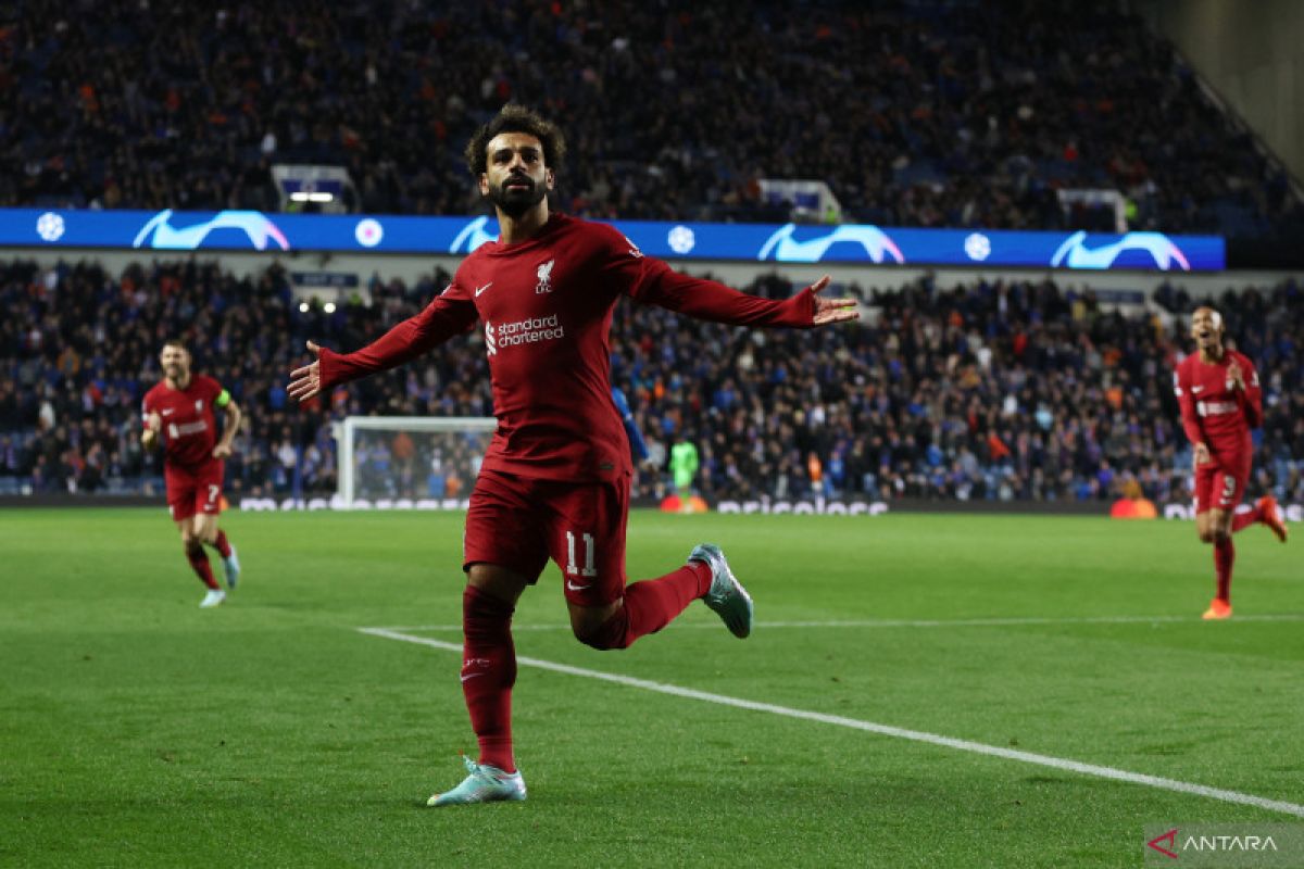 Salah cetak hattrick saat Liverpool pesta gol di kandang Rangers