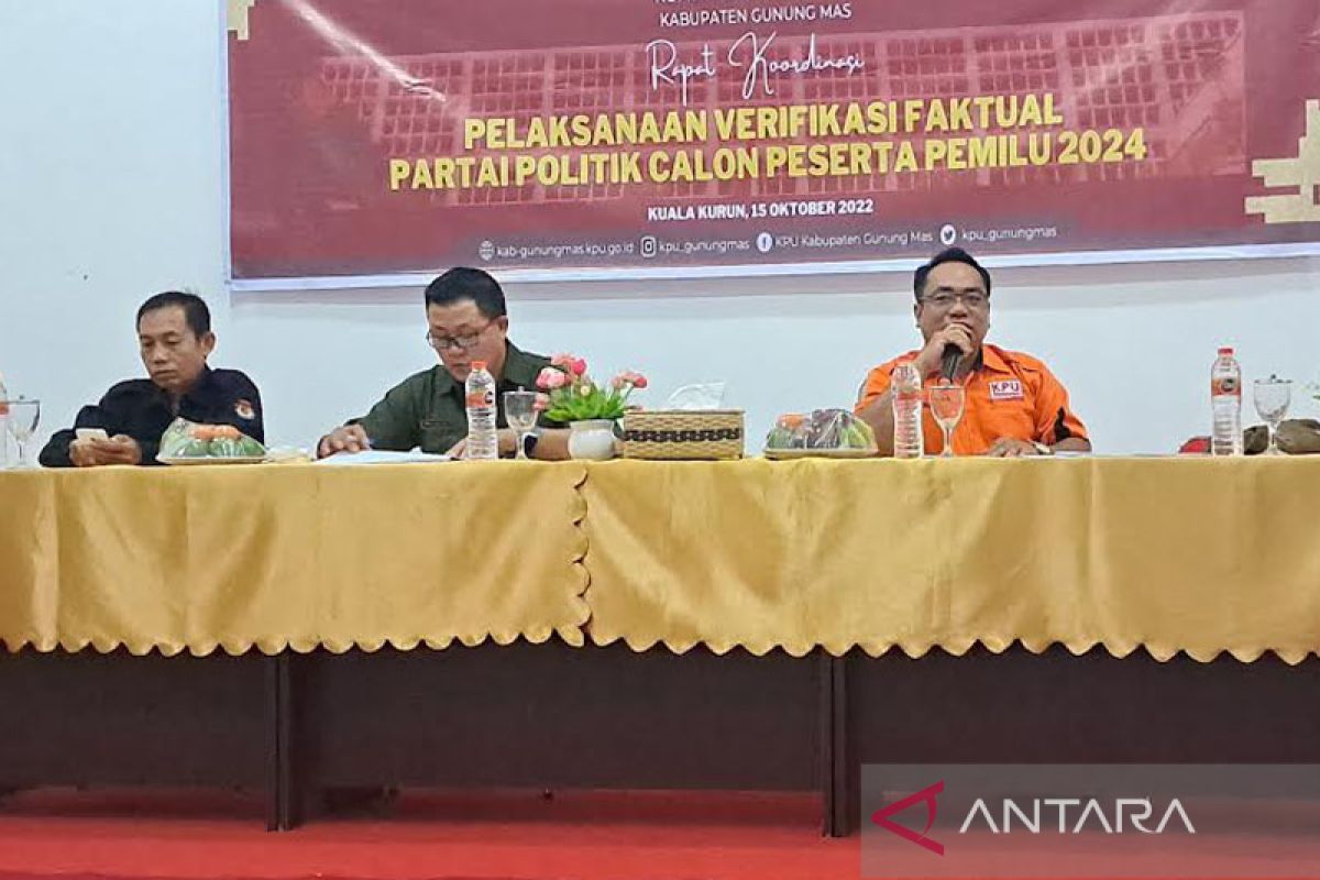 KPU Gunung Mas verifikasi faktual terhadap enam partai politik