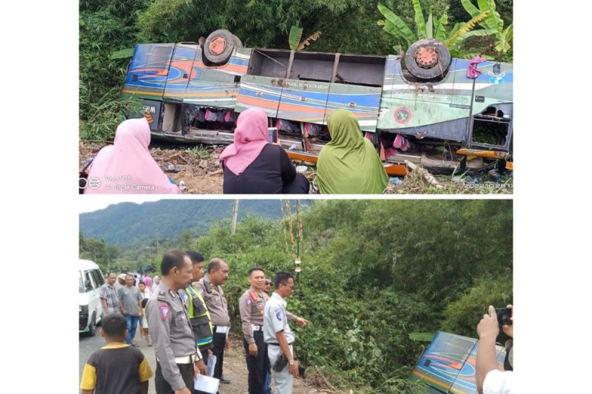 Bus ALS angkut 23 penumpang masuk jurang di Tapanuli Selatan