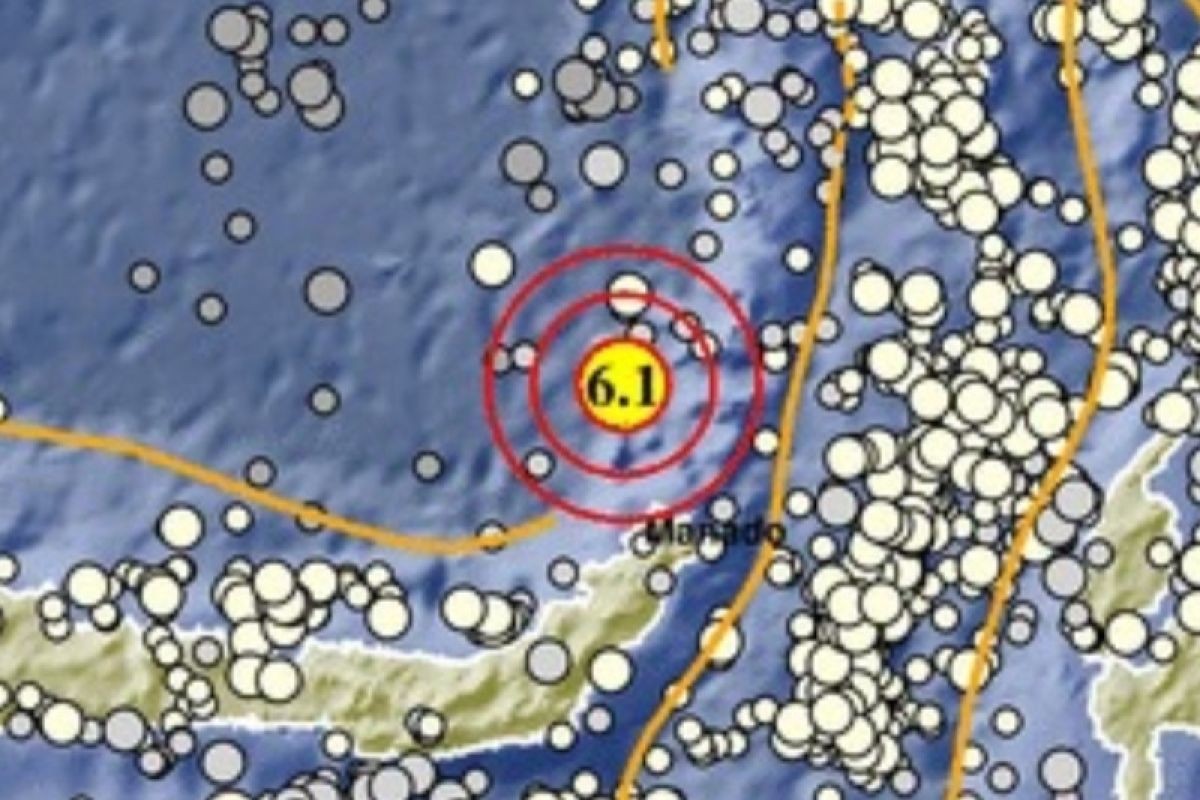 Gempa magnitudo 6,1 terjadi di barat daya Kepulauan Sitaro Sulawesi Utara