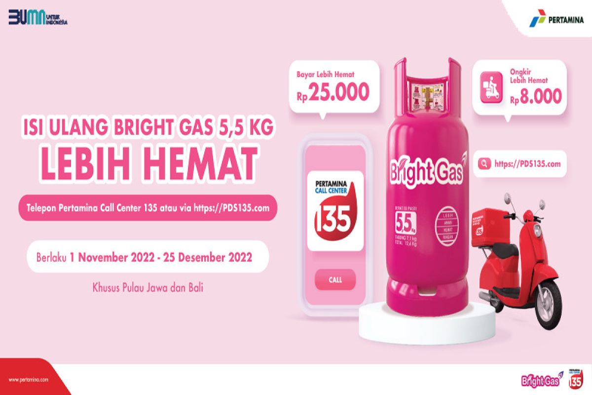 Hanya di Jawa dan Bali, Isi ulang Bright Gas 5,5 kg bisa hemat puluhan ribu rupiah