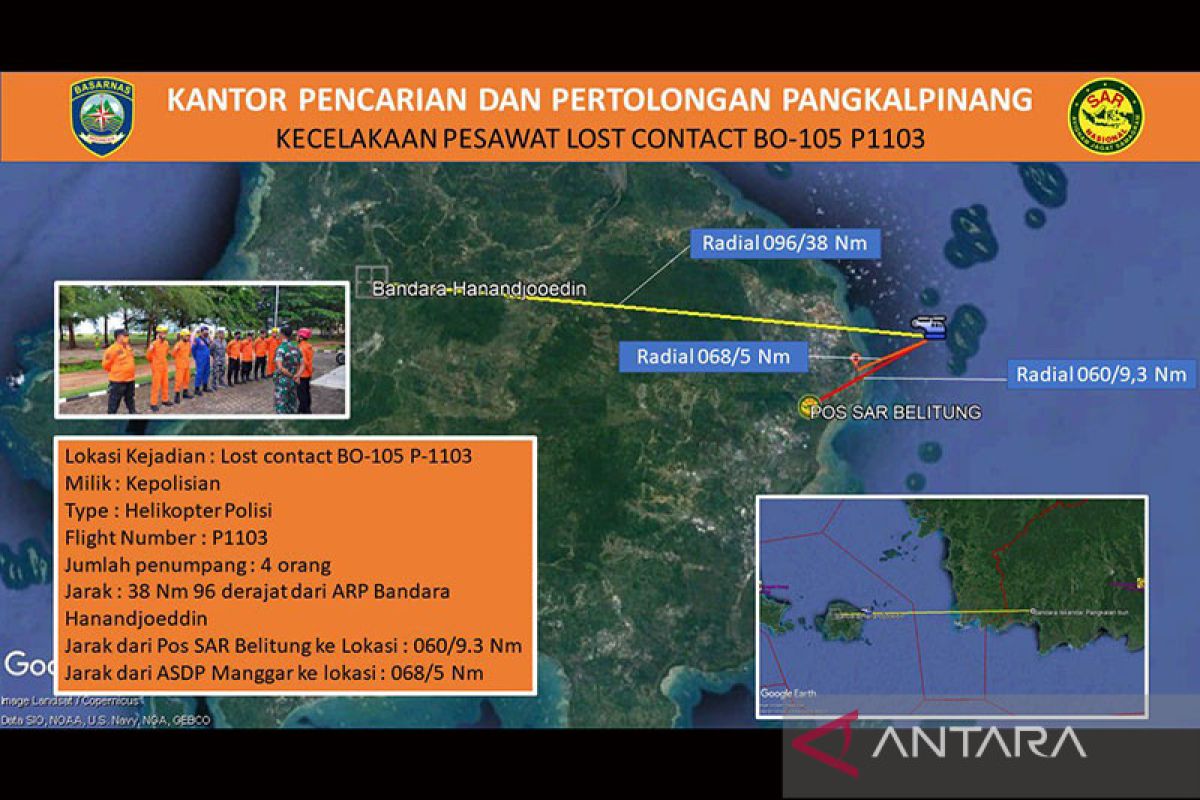 Helikopter Polri hilang kontak berawak 4 orang