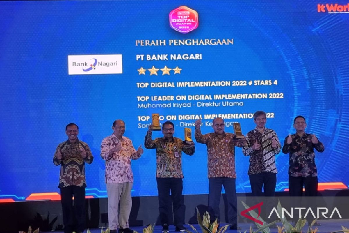 Bank Nagari kembali raih TOP Digital Awards 2022