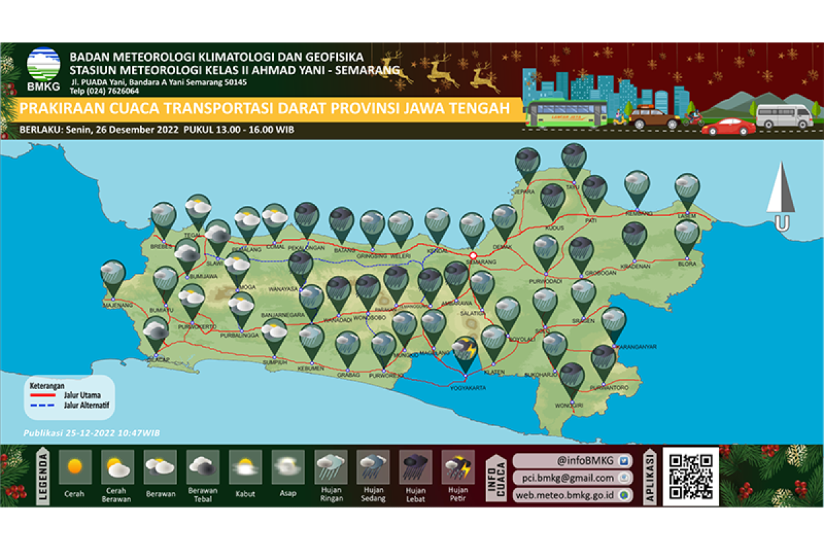 Pengguna transportasi darat di Jateng kini lebih mudah mendapat informasi cuaca