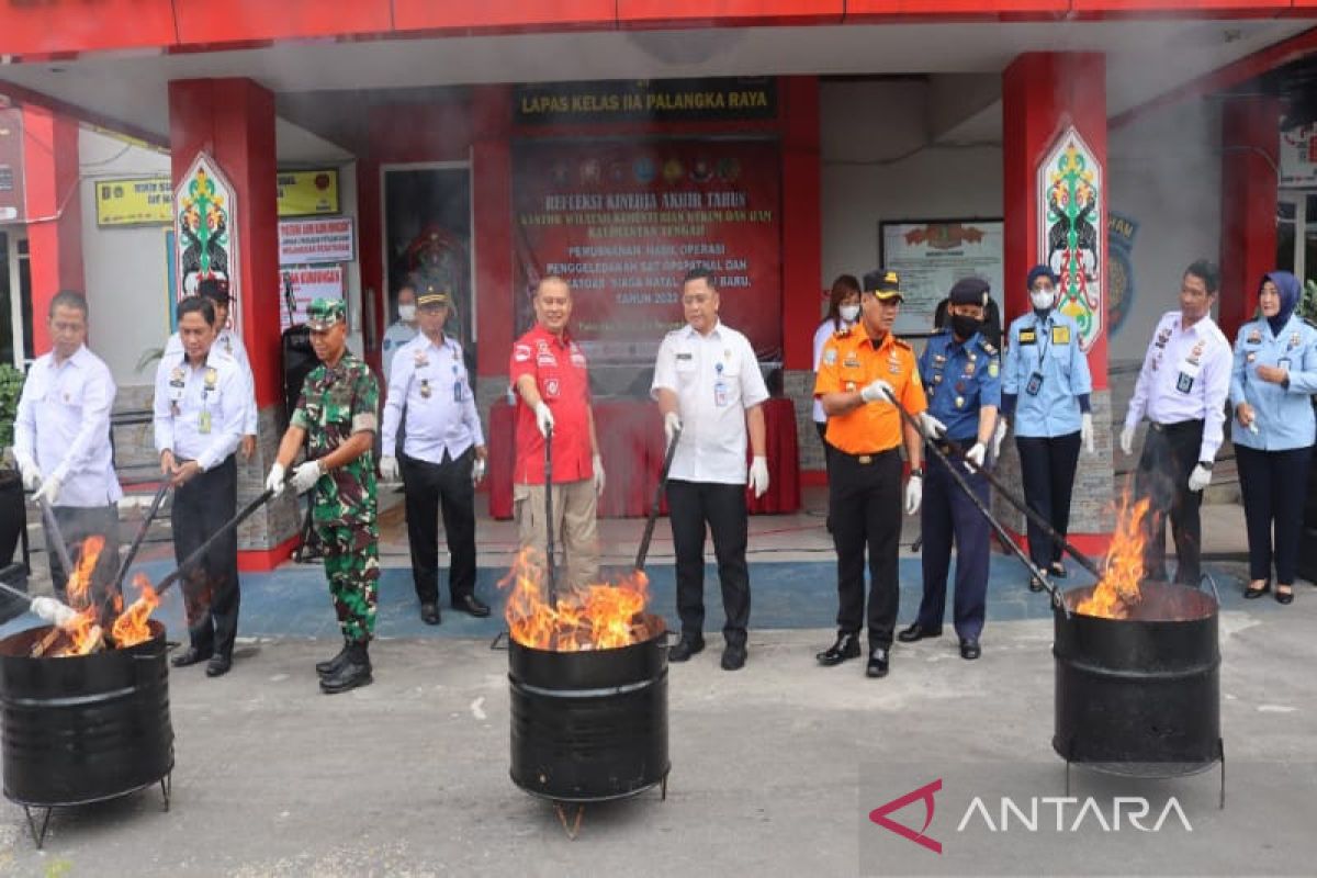 Puluhan benda terlarang milik narapidana di Palangka Raya dimusnahkan