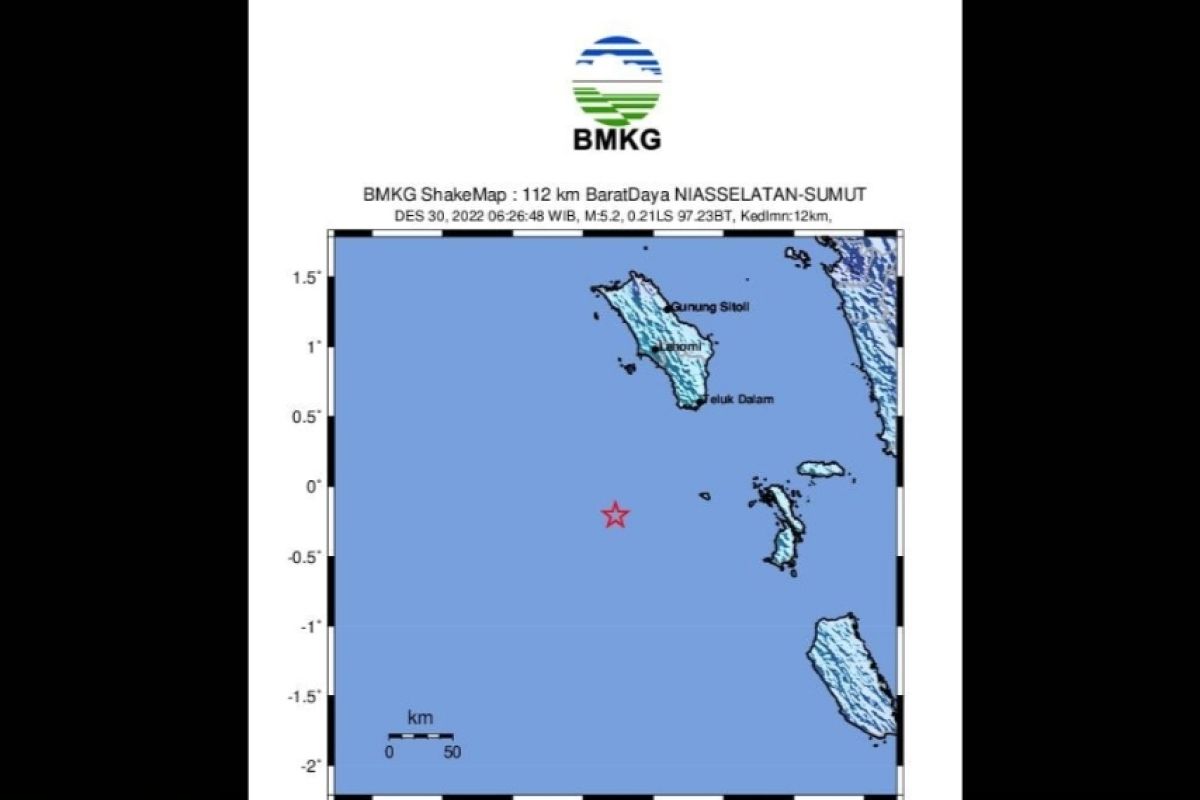 Gempa magnitudo 5,2 yang mengguncang Nias Selatan akibat subduksi lempeng Indo-Australia