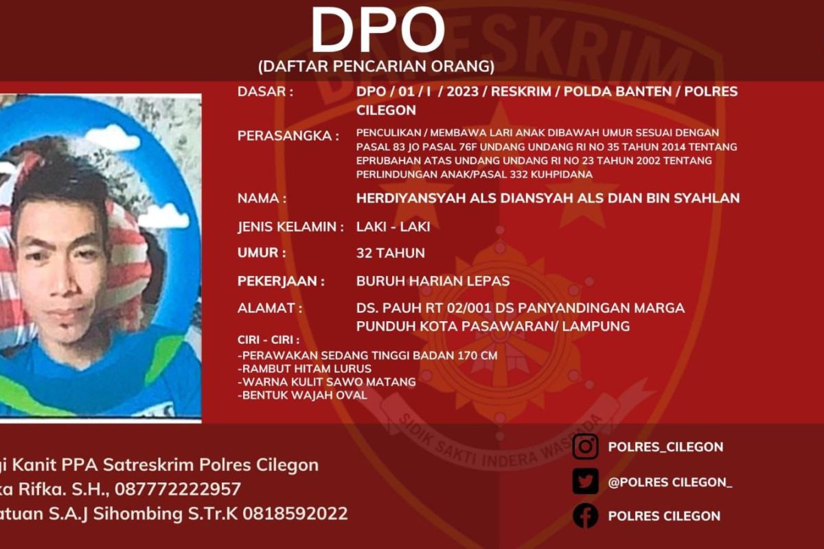 Ini tampang DPO penculik anak 4 tahun, jika menemukan segera laporkan ke polisi