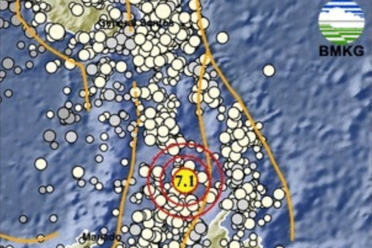 BMKG: sebut gempa M7,1 guncang Sulawesi Utara