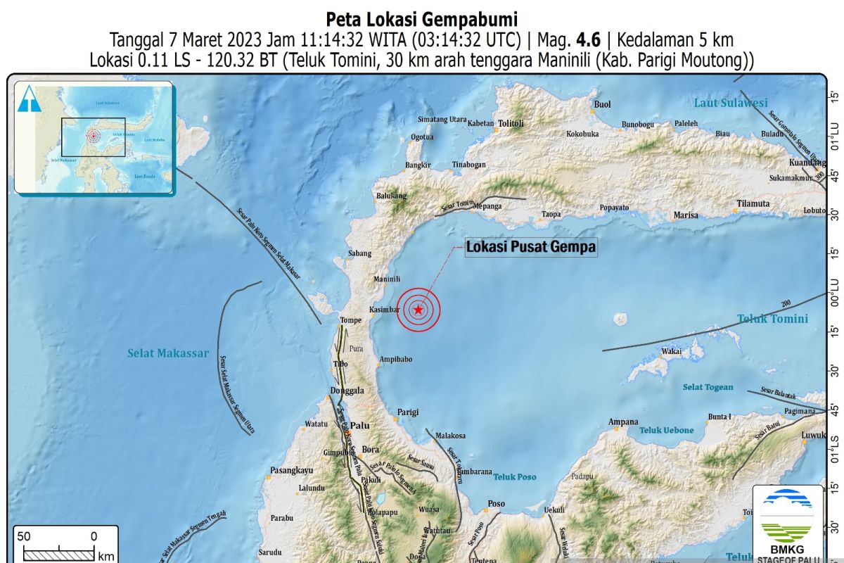 Gempa dangkal magnitudo 4,6 di Parigi Moutong tidak timbulkan kerusakan