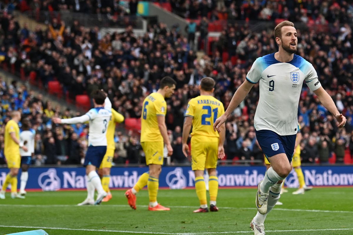 Gol Harry dan Bukayo Saka menangkan Inggris atas Ukraina