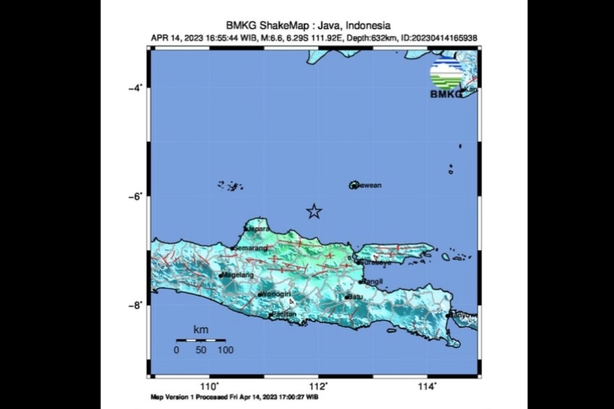 Gempa magnitudo 6,6 guncang barat laut Tuban Jatim