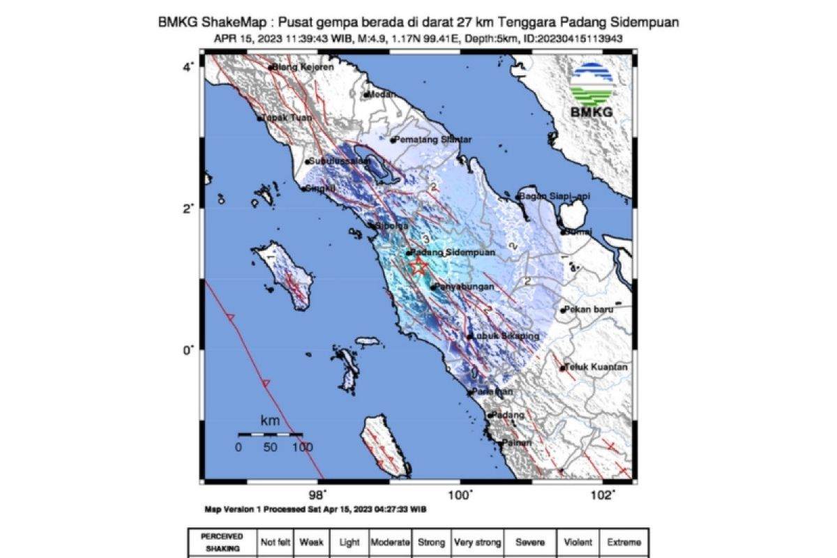 Padang Sidempuan diguncang gempa 5,3 M Kamis malam