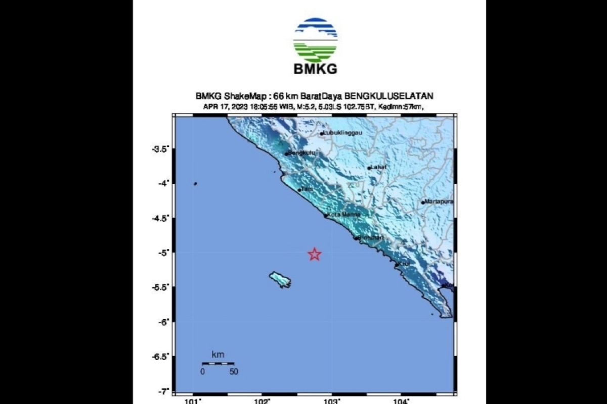 203 gempa guncang Bengkulu selama Januari-28 April