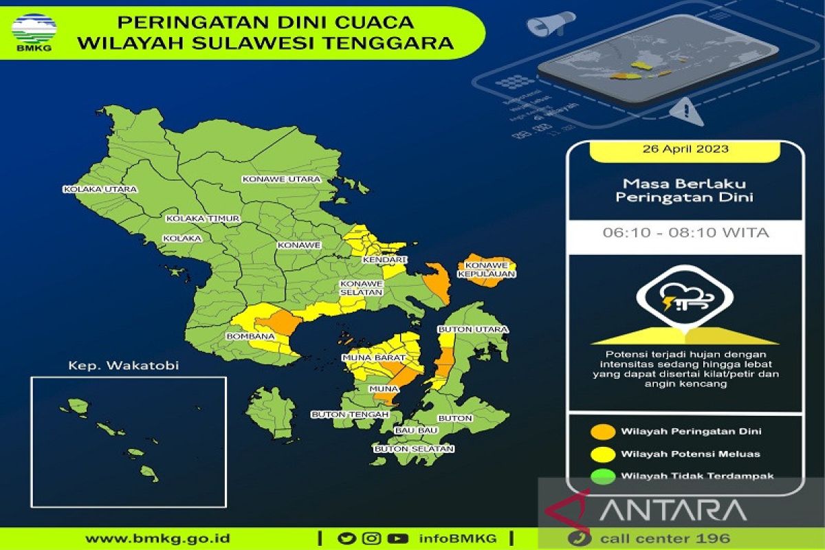 BMKG Kendari prediksi hujan ringan di kepulauan