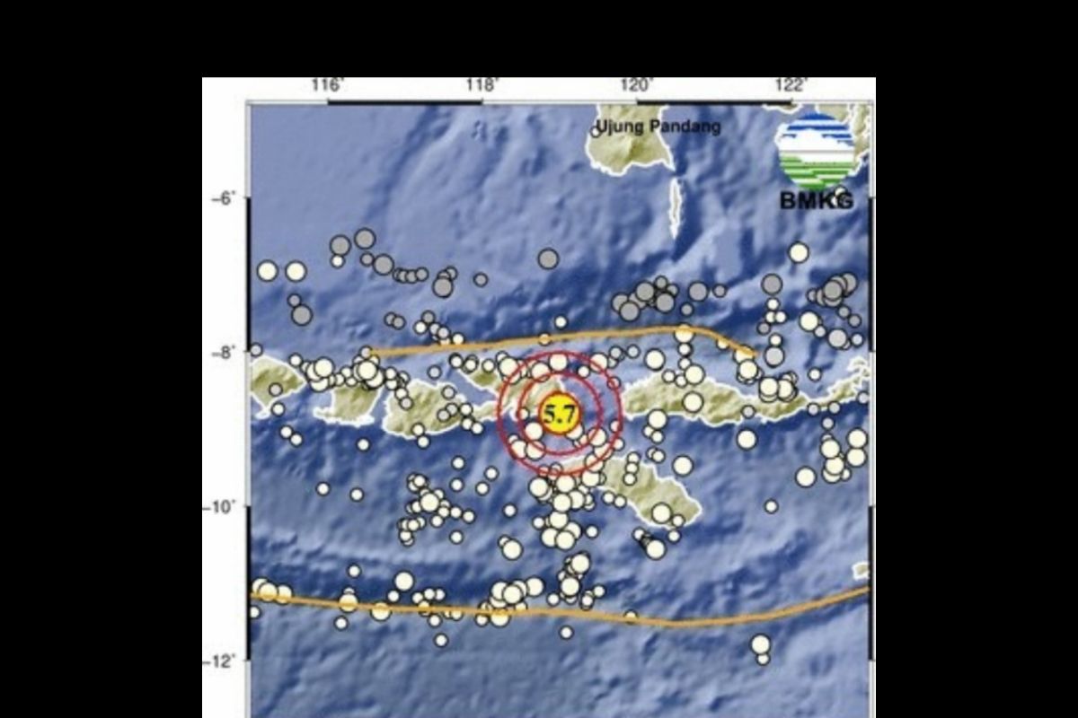 Gempa di Bima hari ini bermagnitudo 5,7 guncang Bima: tidak berpotensi tsunami