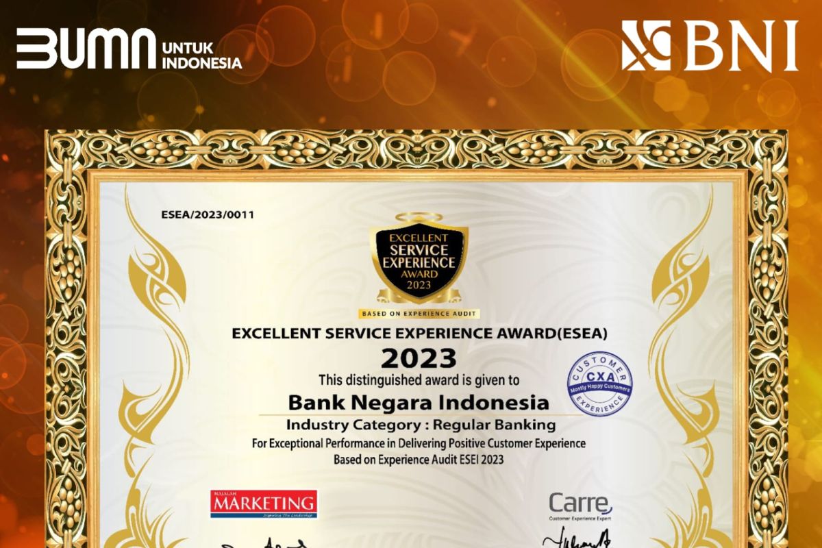 BNI meraih predikat Best Customer Experience