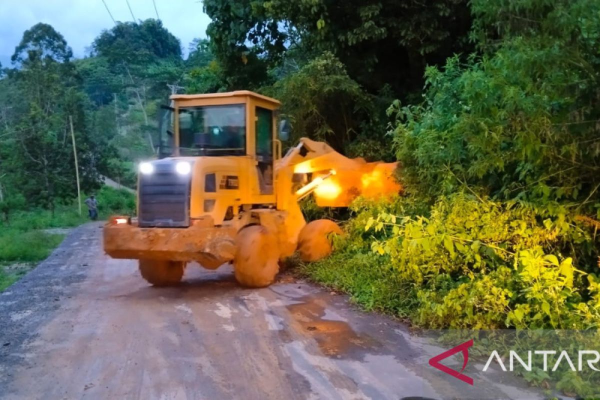 BPBD OKU Selatan bersihkan longsor di ruas jalan Desa Tenang