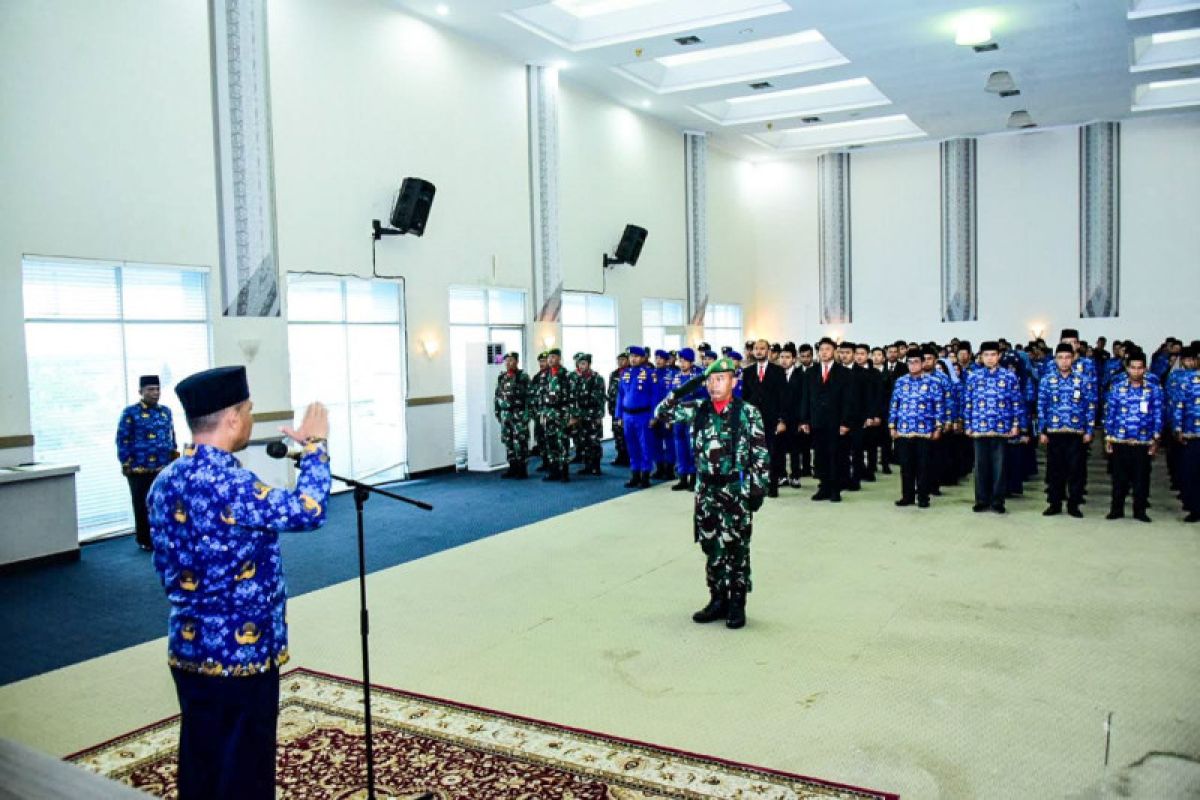 DIguyur hujan, Pemkab Bengkalis peringati hari lahir Pancasila dilaksanakan dalam ruangan