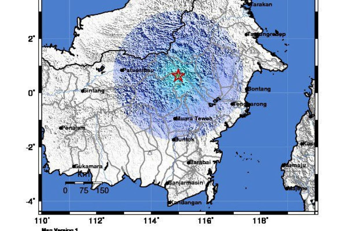 Gempa magnitudo 4,6 landa Mahakam Ulu Kaltim