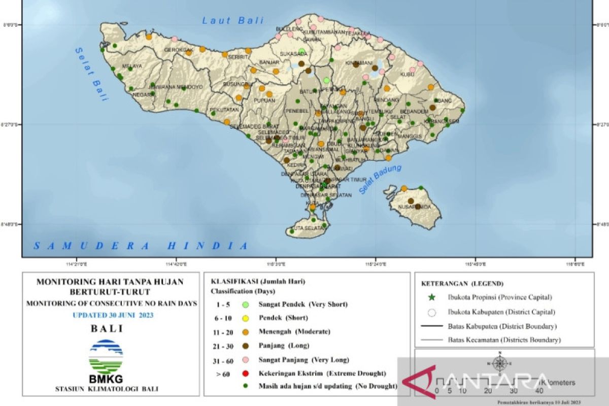 Info BMKG hujan berpeluang turun di Bali saat puncak kemarau