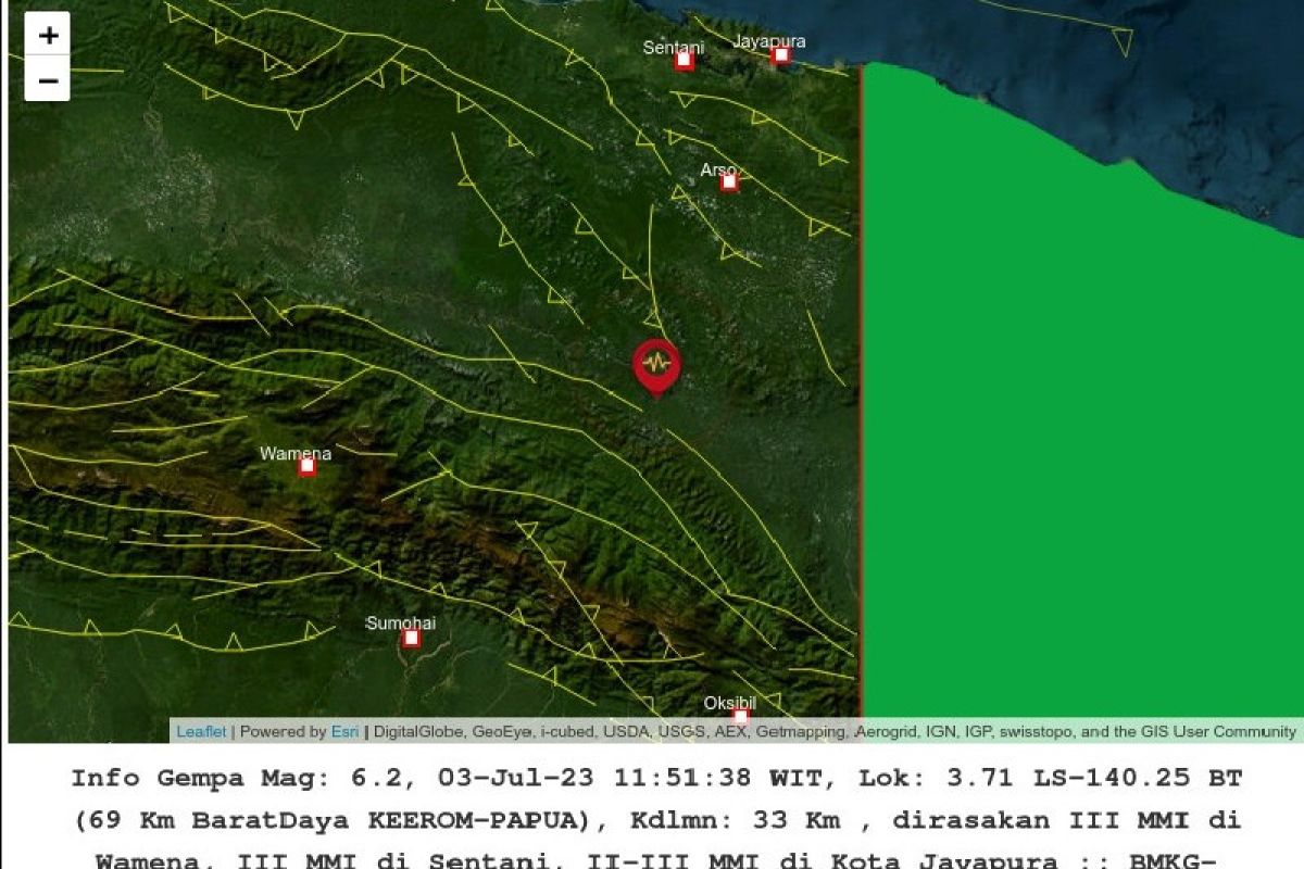 BPBD Papua: Belum ada laporan dampak gempa M 6,2 sekitar Keerom