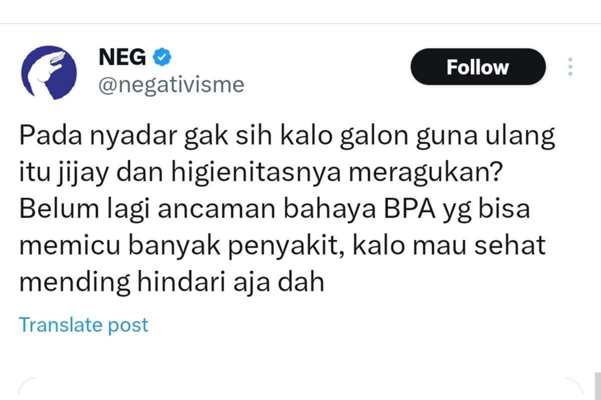 Pakar mendukung aturan label peringatan bahaya BPA