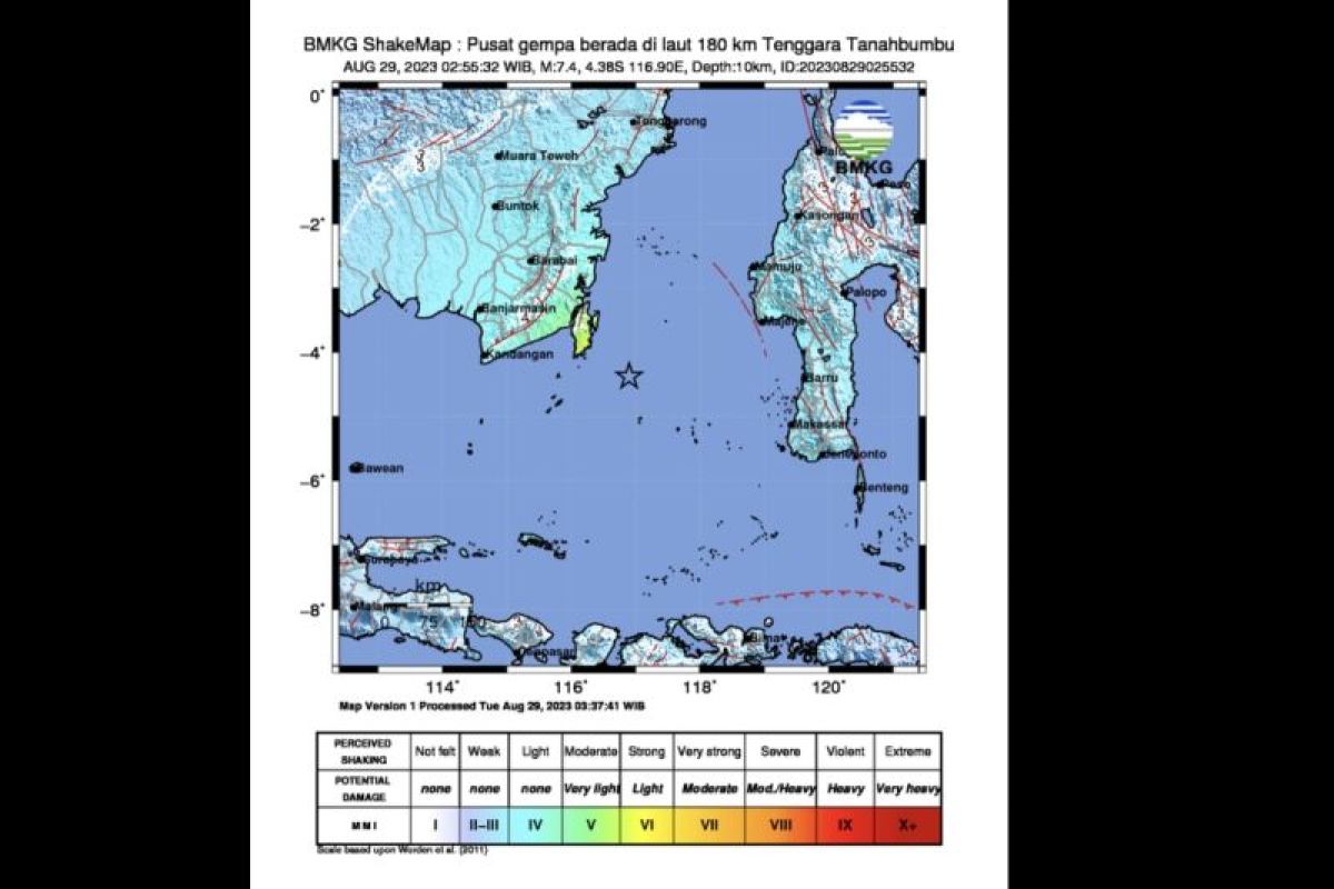 Gempa magnitudo 7,4 guncang Tanah Bumbu Sulsel