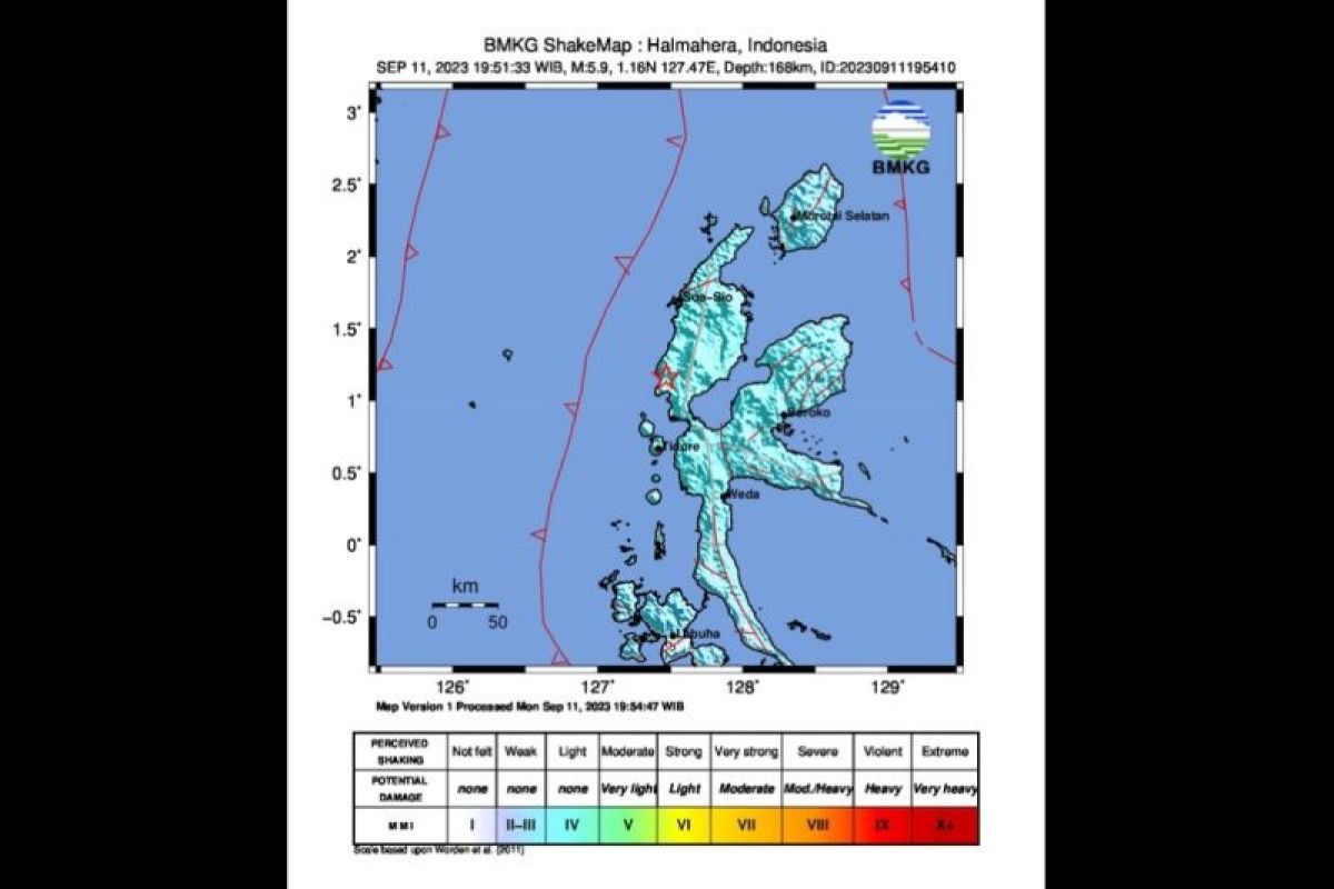 BMKG: Gempa M 5,9 guncang Halmahera Malut