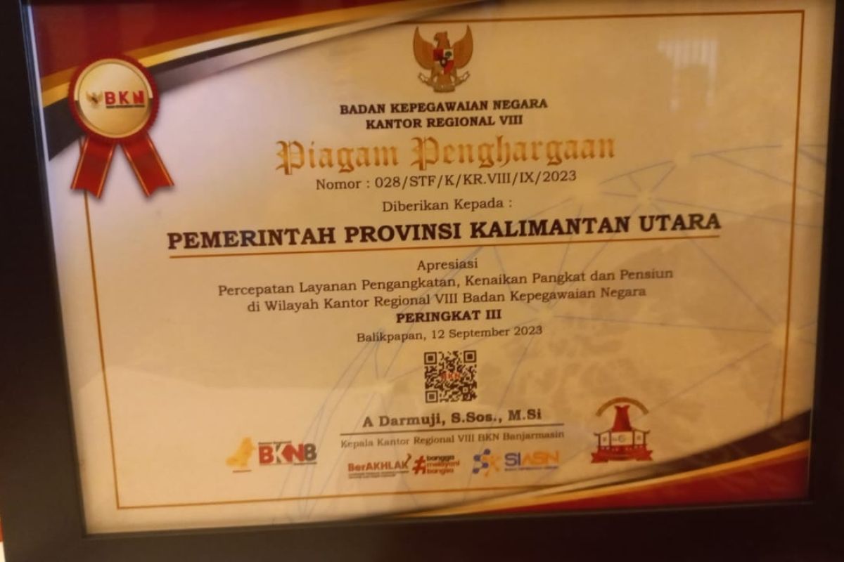 Lagi, Pemprov raih  penghargaan oleh BKN