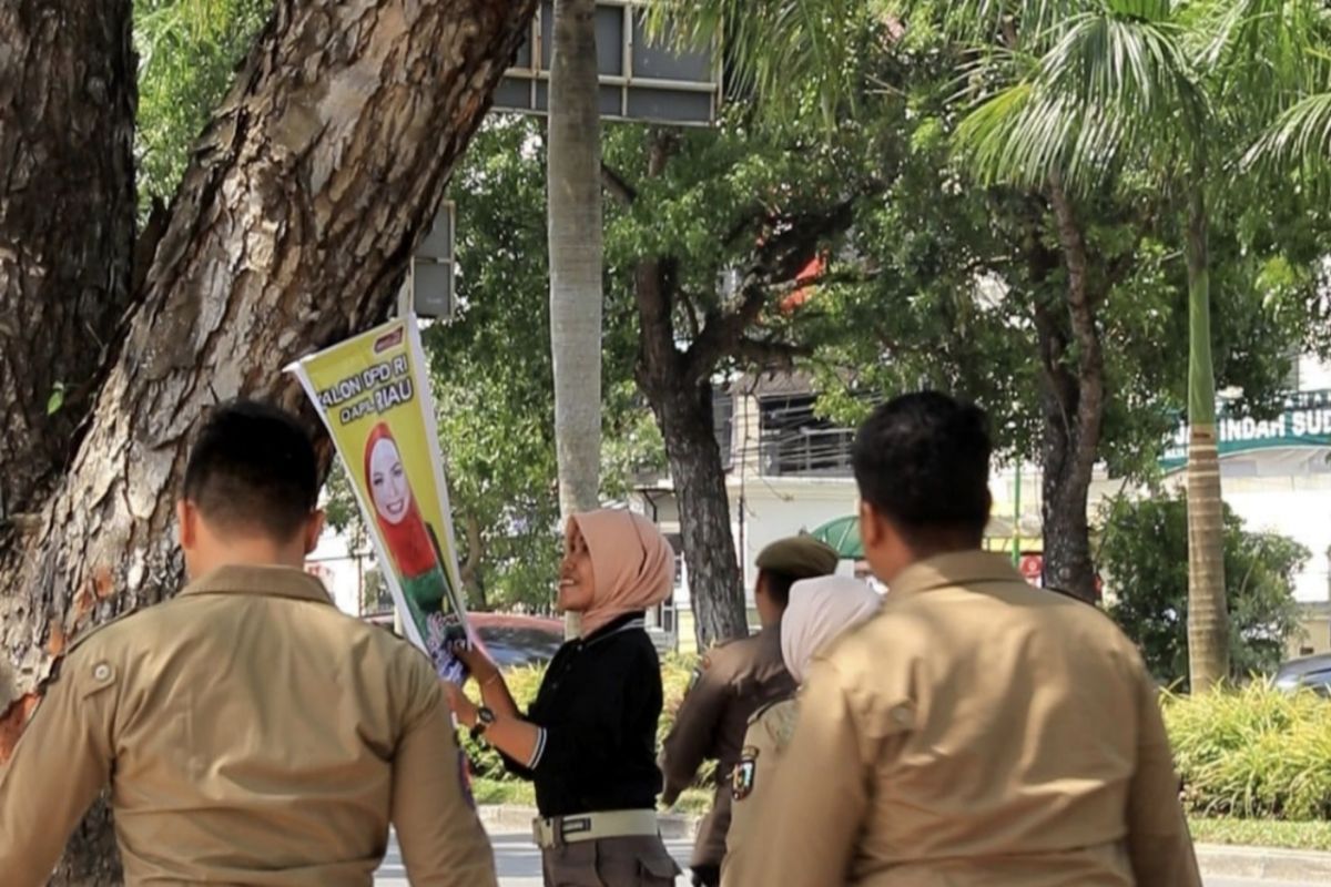 Satpol PP Pekanbaru ingatkan caleg tidak pasang APK di pohon